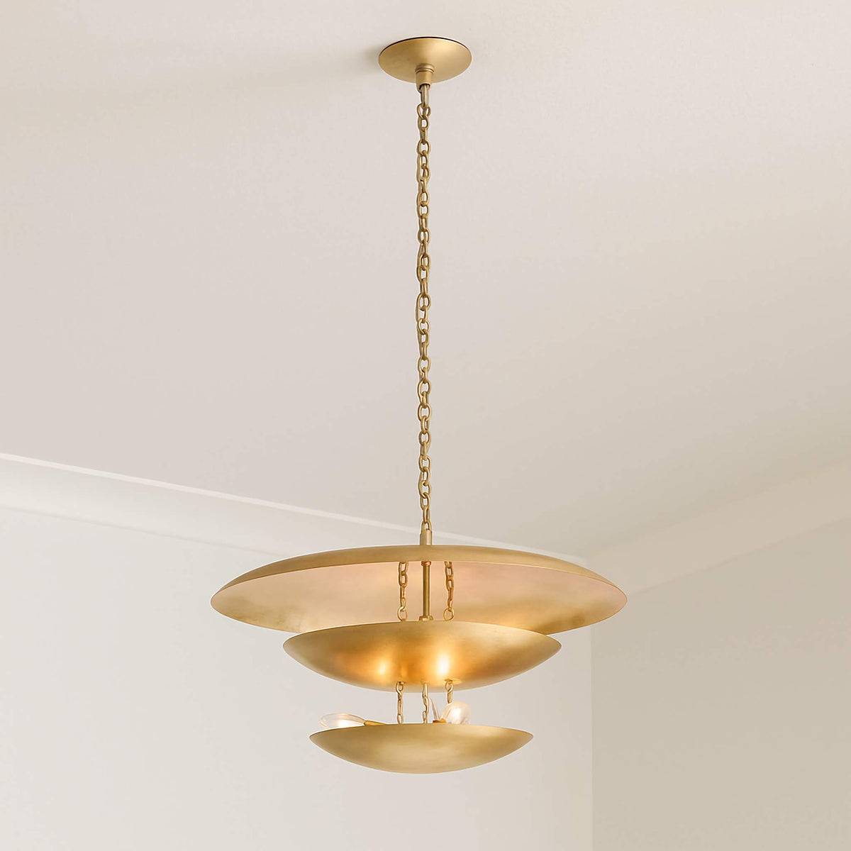 Brass & Copper Tiered Pendant | Hand-spun Three-tier Sculptural Mid-century Modern Dining Casalolalights Luxury Lamps