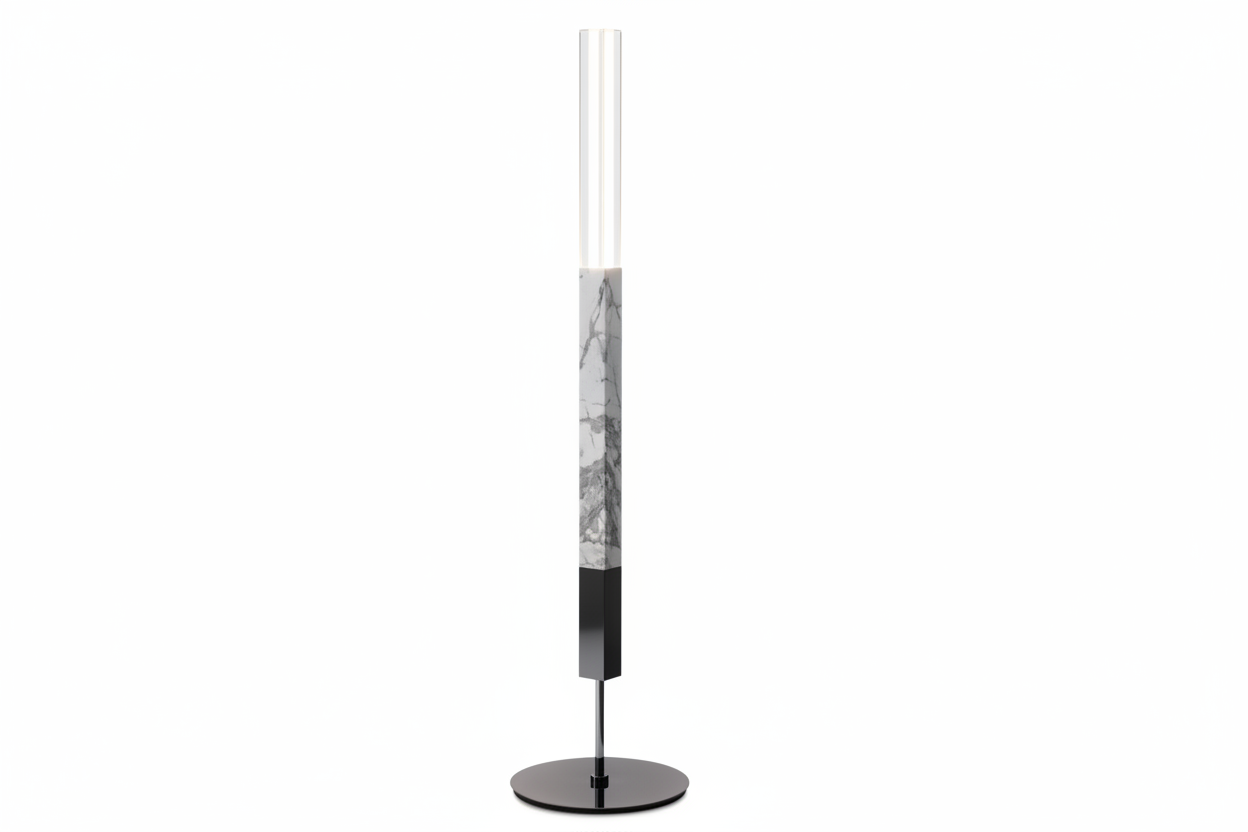 SCULPTURAL MARBLE TORCHIERE FLOOR LAMP | CLJVIS014
