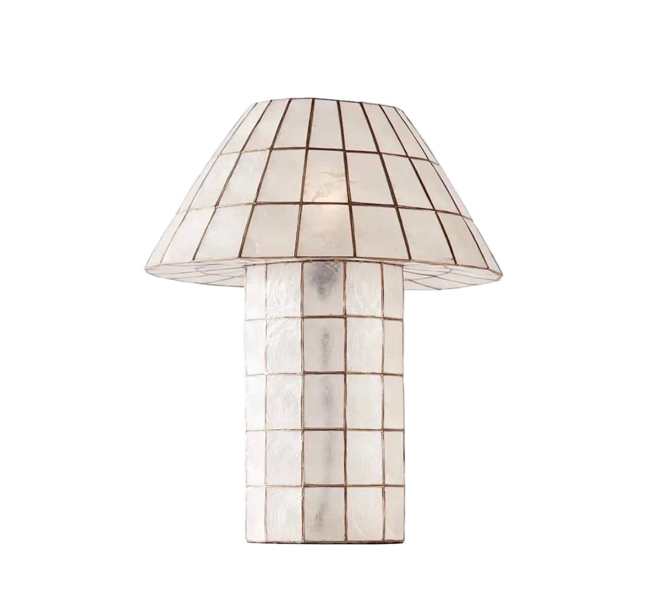 Seashell Grid Table Lamp in Patinated Bronze for Ambient Lighting