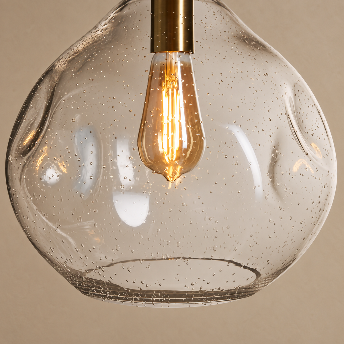 Seeded Glass Globe Pendant Brass | Air Bubbles Held in the Wall Bulb is Part of Design Casalola Lights Luxury Lamps