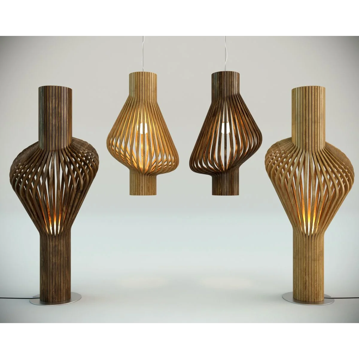 Scandinavian Bentwood Floor Lamp | Organic Sculptural Form