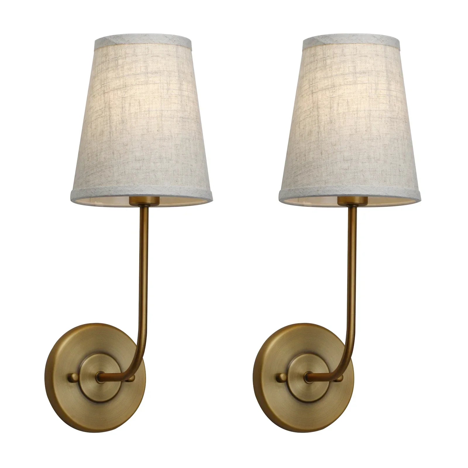 Classical Iron Wall Lamp with Fabric Shade Elegant Dual Light Mounted Fixture for Bedroom,