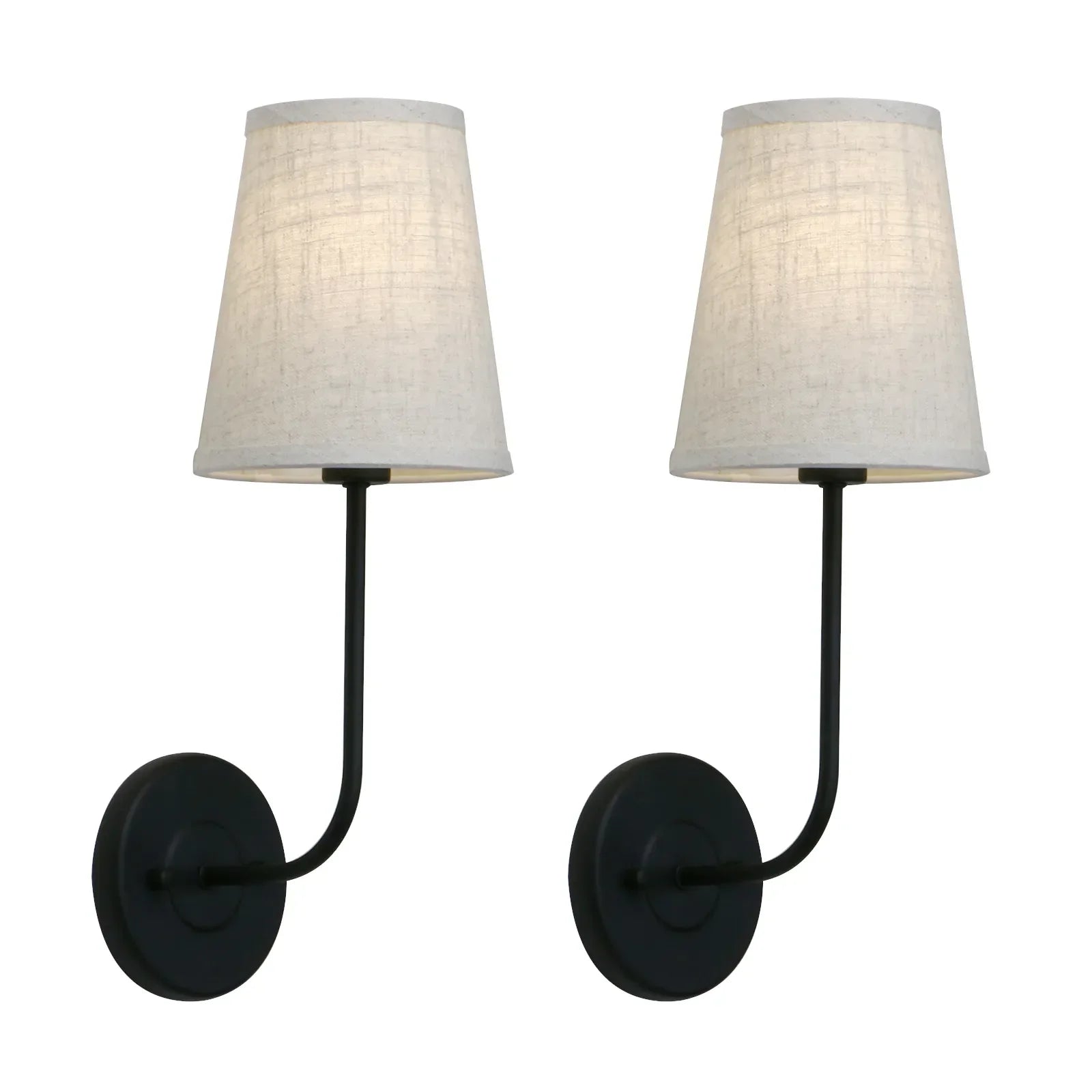 Classical Iron Wall Lamp with Fabric Shade Elegant Dual Light Mounted Fixture for Bedroom,