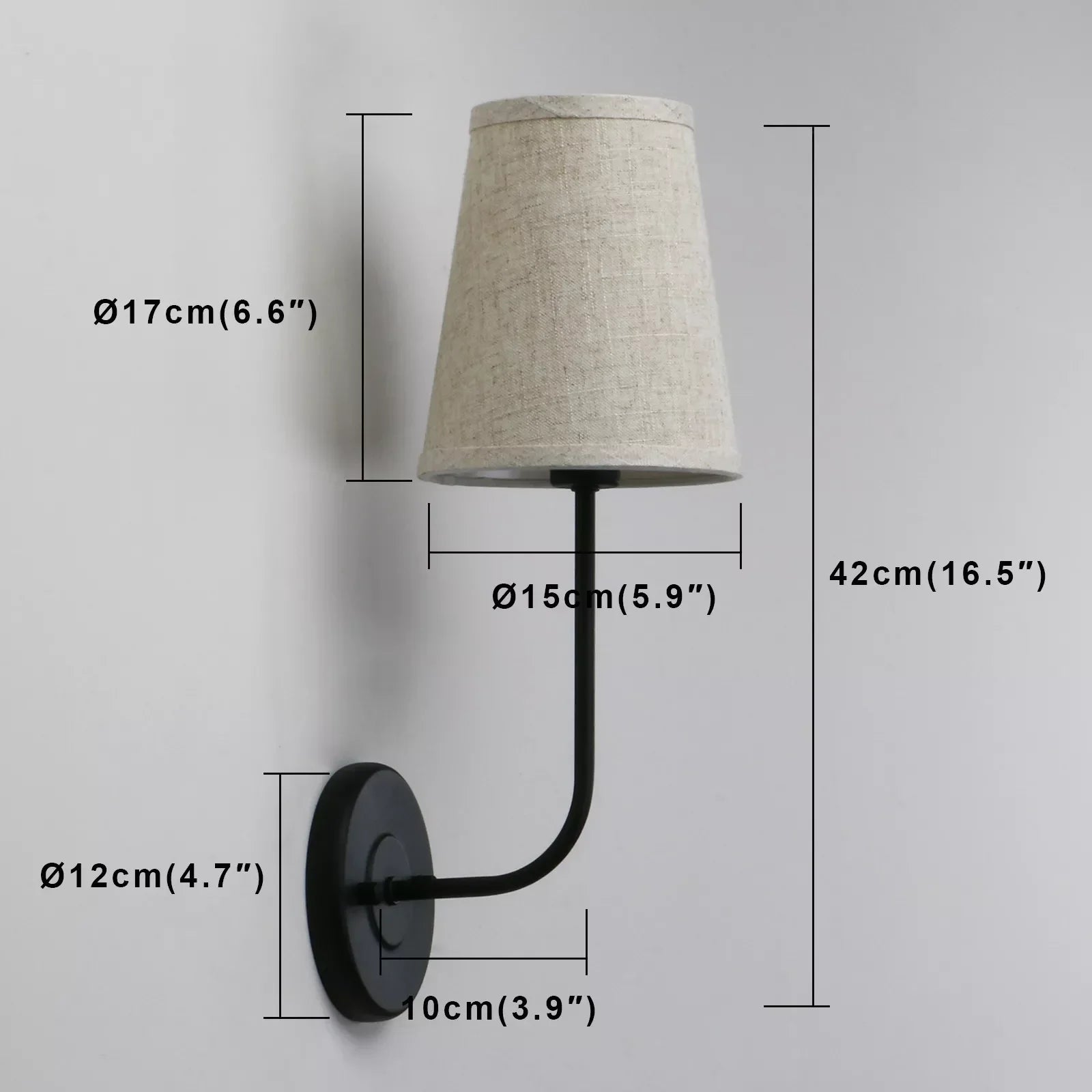 Classical Iron Wall Lamp with Fabric Shade Elegant Dual Light Mounted Fixture for Bedroom,