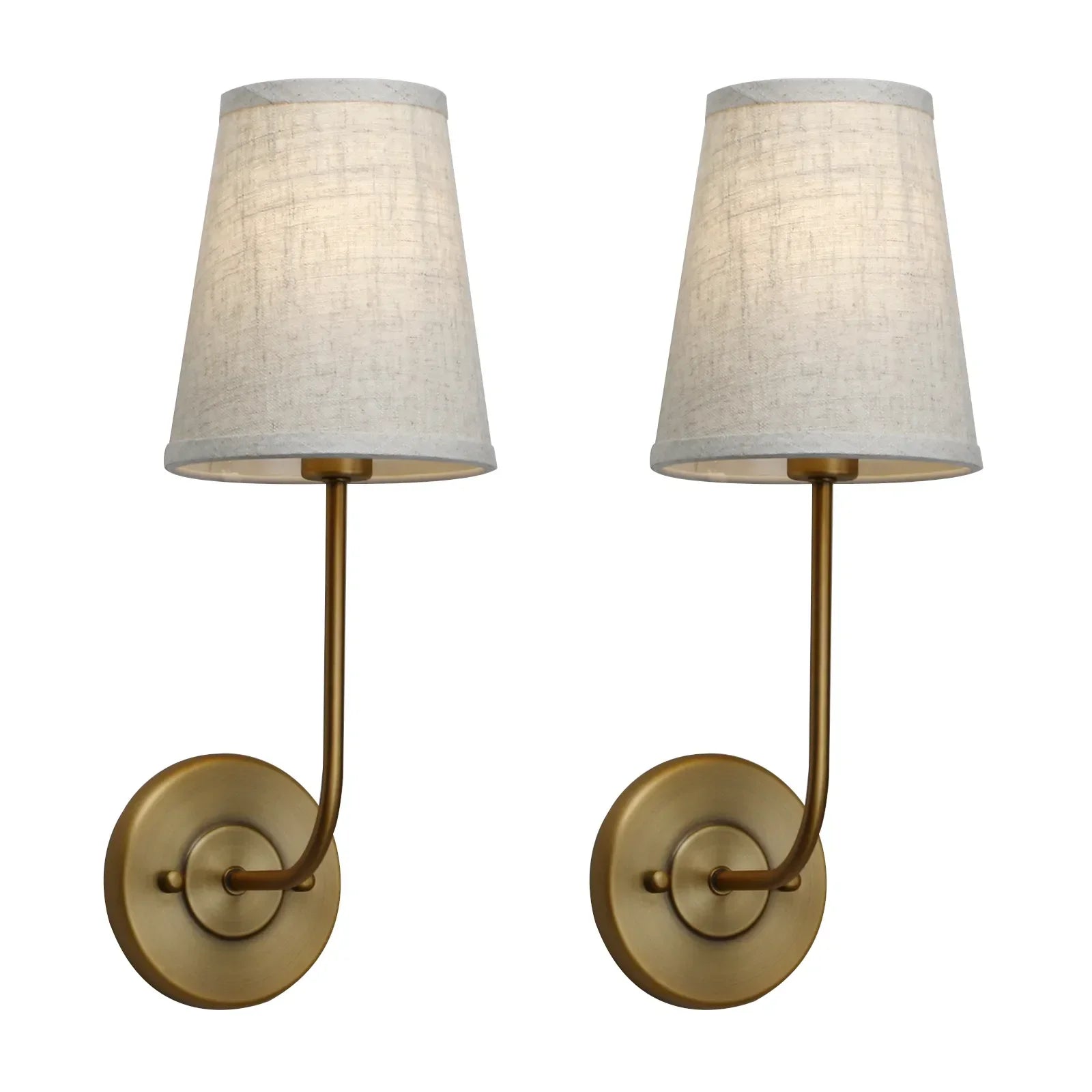 Classical Iron Wall Lamp with Fabric Shade Elegant Dual Light Mounted Fixture for Bedroom,