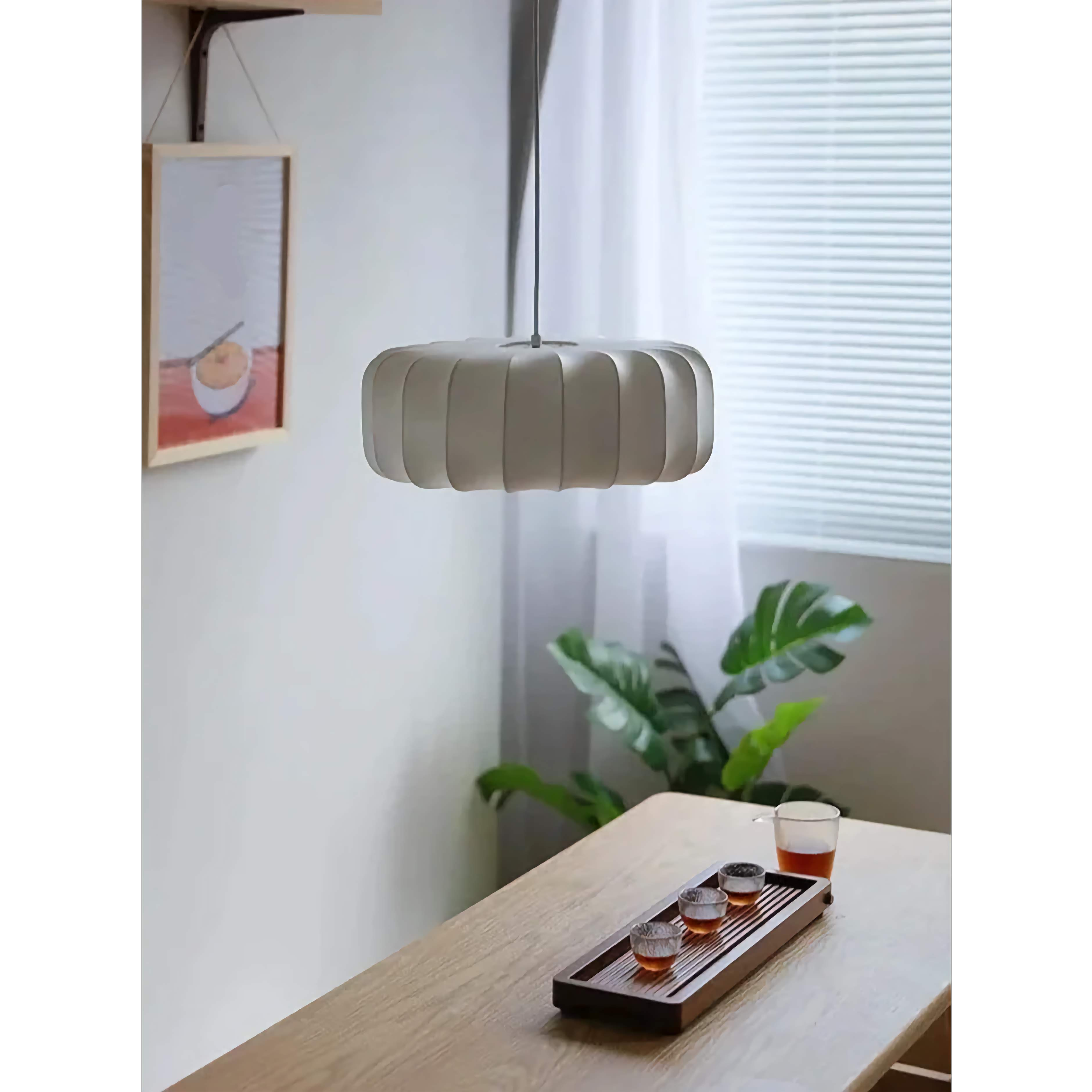 Silk Lampshade Pendant Light Fixtures for Dining Room Bedroom Living