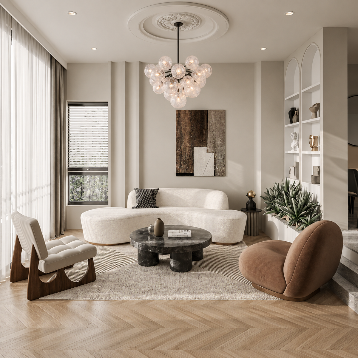 Seeded Glass Bubble Chandelier Black Steel 19 Light | Custom Stem Length Sloped Ceiling Adapter Casalola Lights Luxury