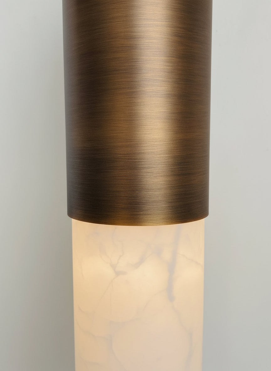 Alabaster Tube Wall Sconce – Slim 28 Cm Brass Light with Warm Led for Bedroom Hallway or Vanity