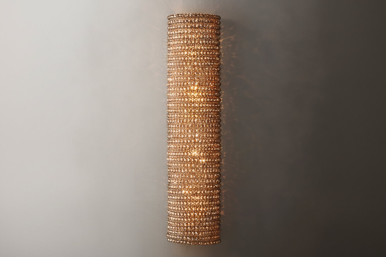 Luxury Crystal Ring Wall Sconces | Amber Beads Grand Modern Statement Light