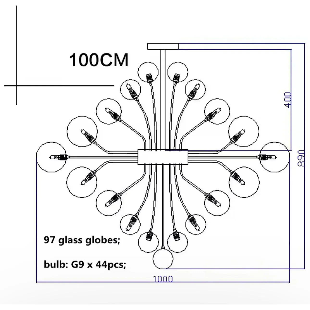Modern Ball Glass Bubble Chandelier for Dining Room – Smoked Grey Finish | Casalola Lights