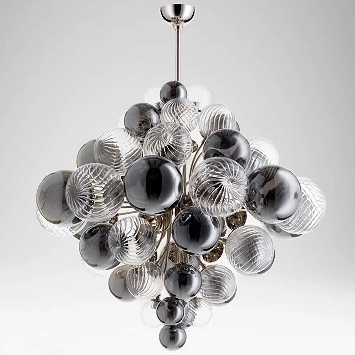 Smoked & Clear Glass Globe Chandelier | Cascading Bubble Modern Living Room Stairwell Casalolalights Luxury Lamps