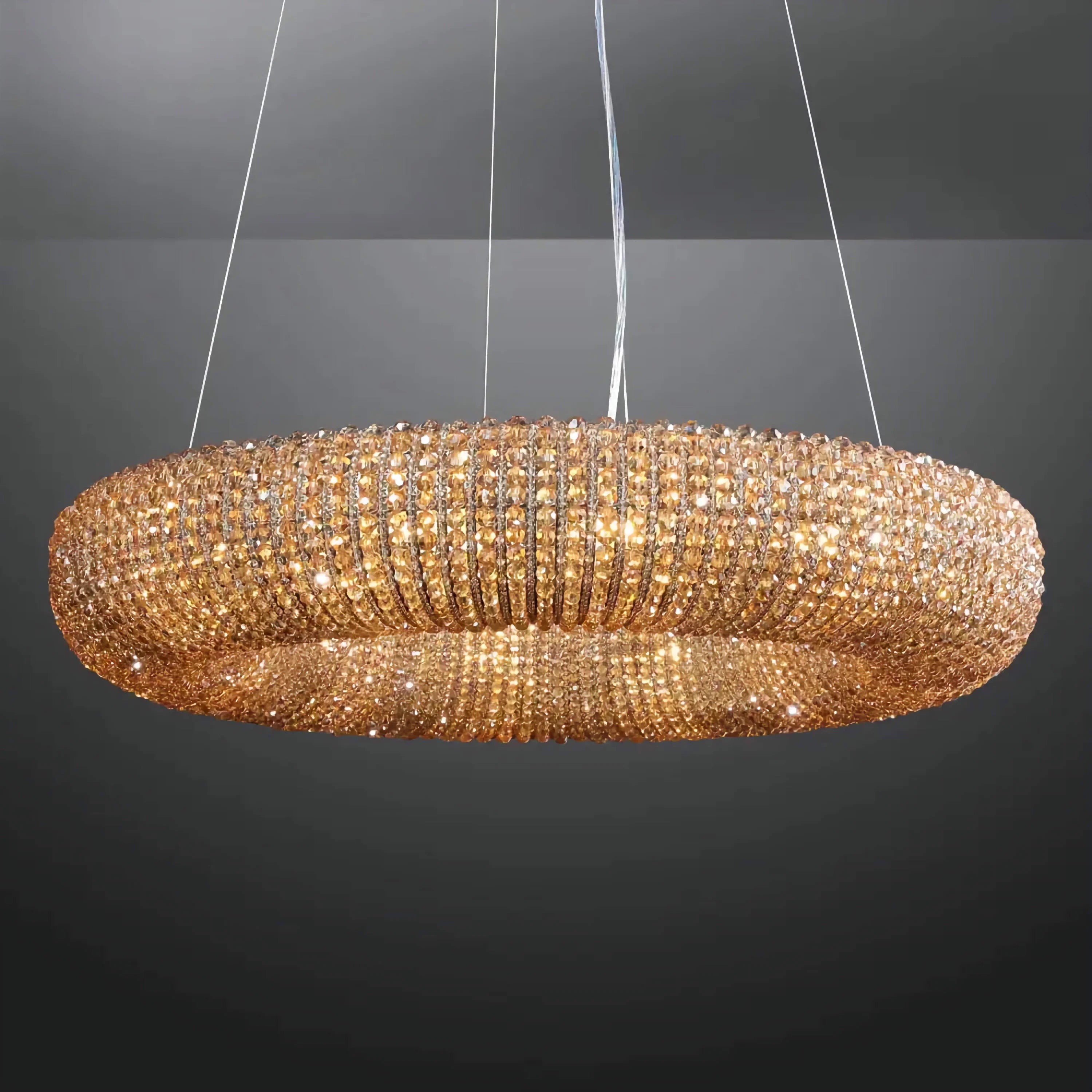 Luxury Crystal Ring Chandelier | Amber Grand Modern Statement Light