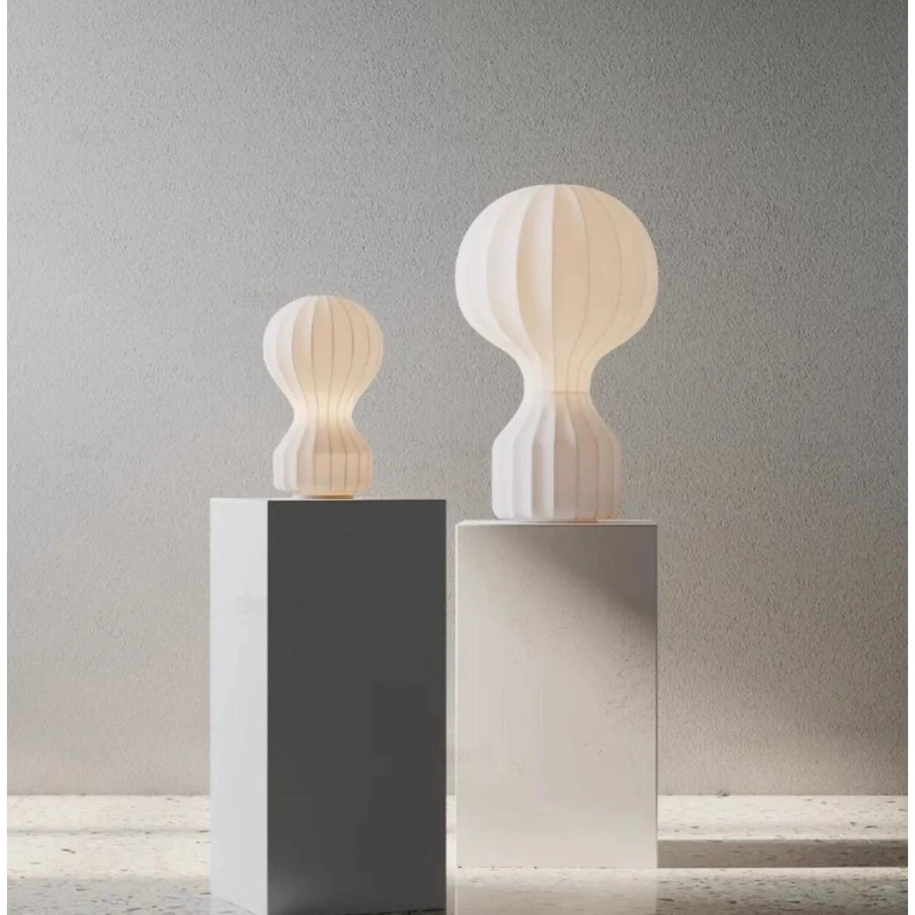 Japandi Table Lamp Resin and Silk Available in Three Sizes Wabi Sabi Style