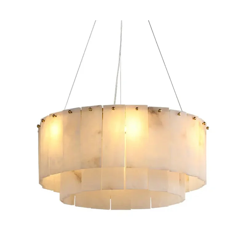 Dining Room Chandelier 31’’ – Round Alabaster Modern Casalolalights Luxury Lamps for Interior Designers