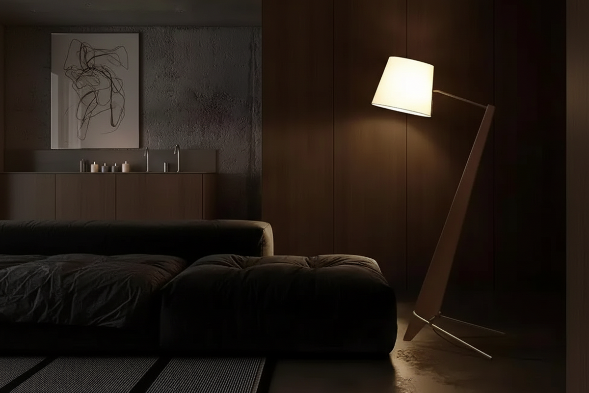 Solid Walnut Floor Lamp 180cm | Angled Wood Standing with Fabric Shade Japandi Living & Reading Casalolalights Luxury