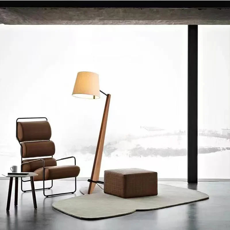 Solid Walnut Floor Lamp 180cm | Angled Wood Standing with Fabric Shade Japandi Living & Reading Casalolalights Luxury