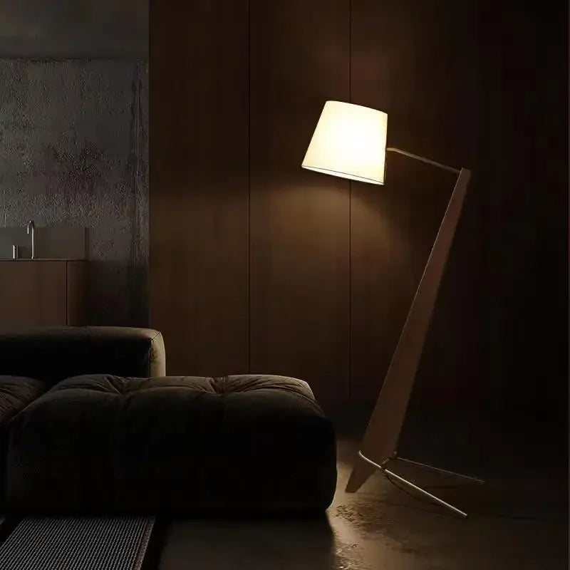 Solid Walnut Floor Lamp 180cm | Angled Wood Standing with Fabric Shade Japandi Living & Reading Casalolalights Luxury