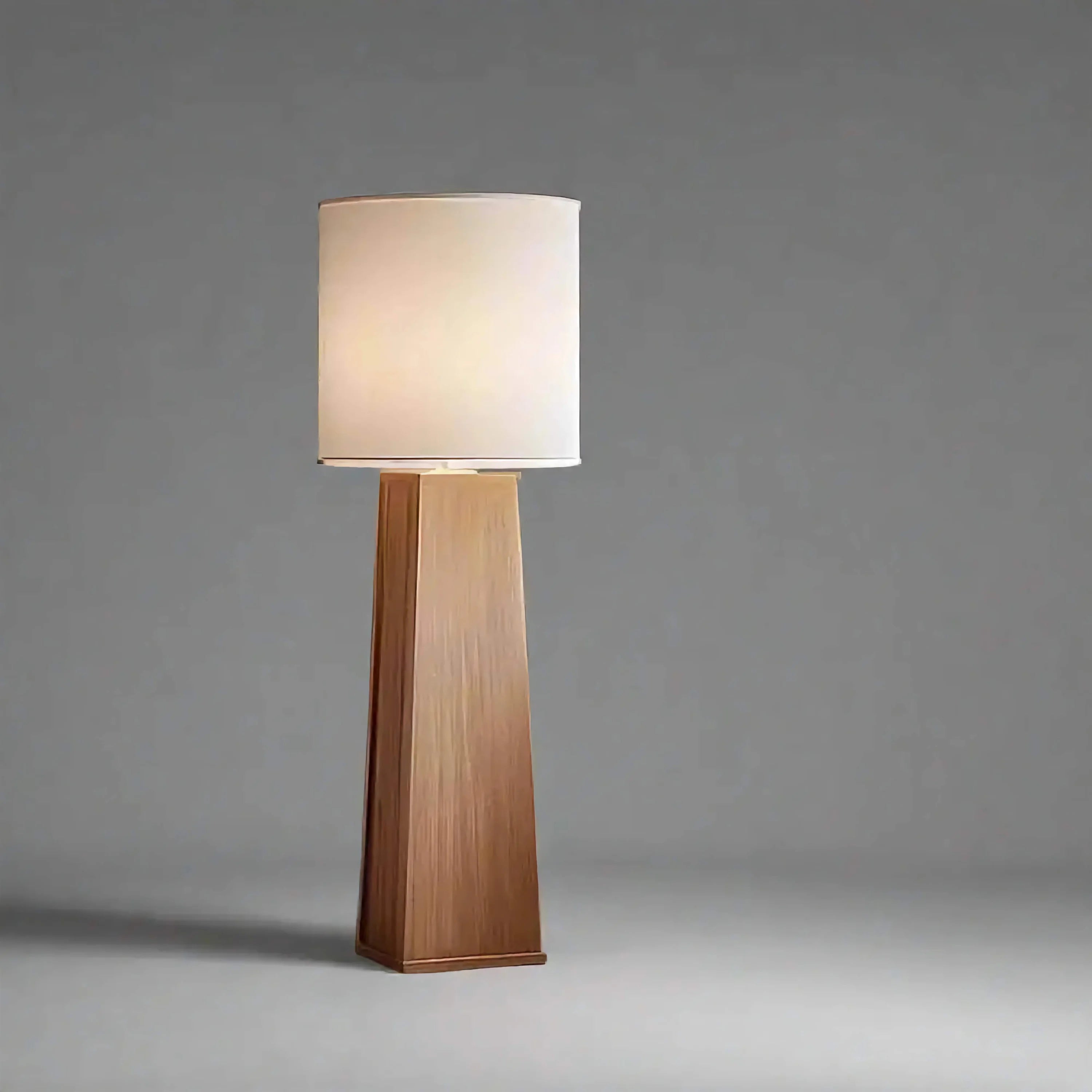 Solid Wood Column Floor Lamp | Atelier Moro Minimalist Linen Drum Shade Ul Listed