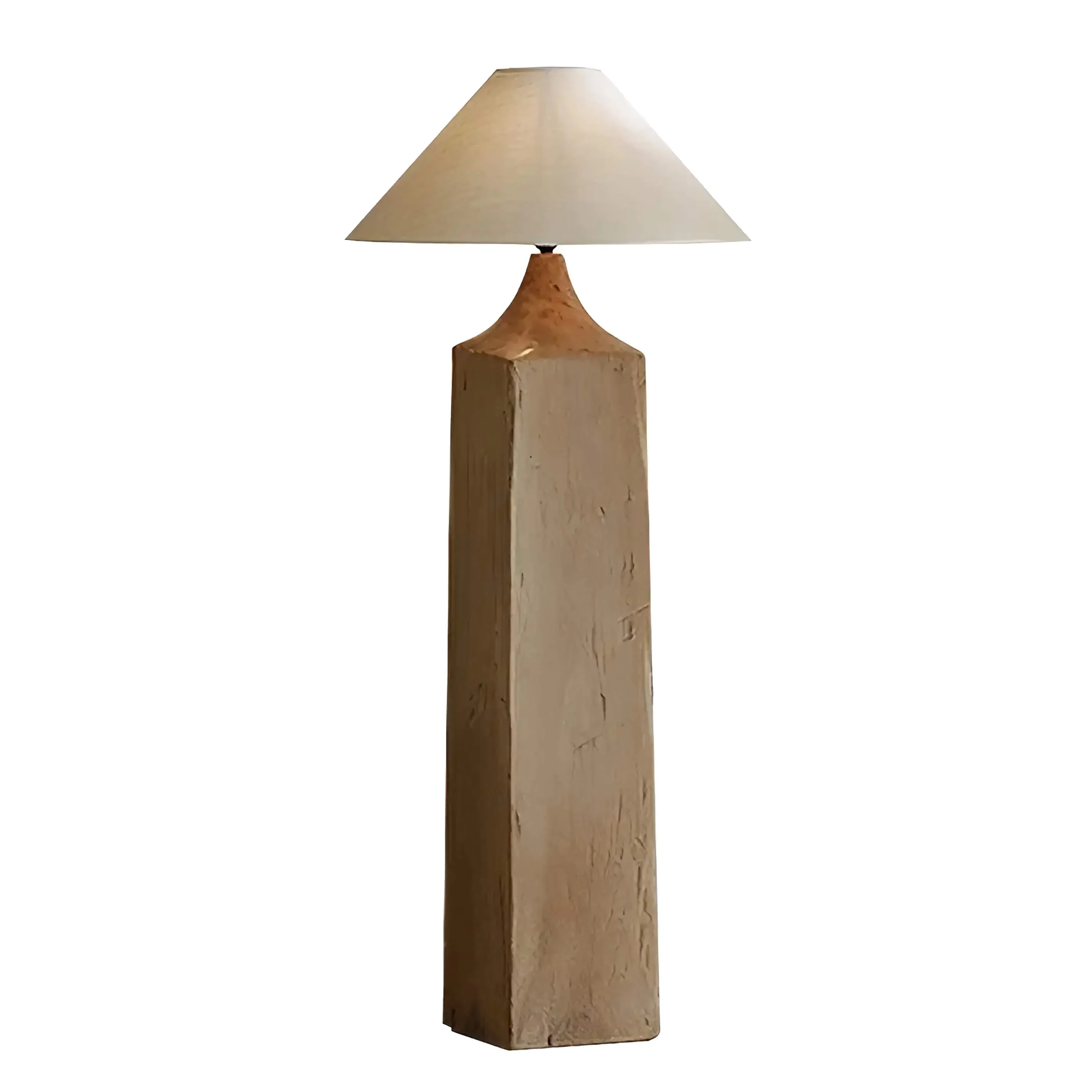 Solid Wood Columnar Floor Lamp for Living Room Bedroom Minimalist Design Japandi