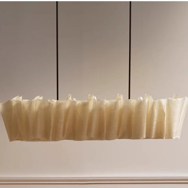 Woven Abaca Fiber Linear Chandelier for Dining Table or Kitchen Island Japandi Coastal Pendant Light Casalolalights
