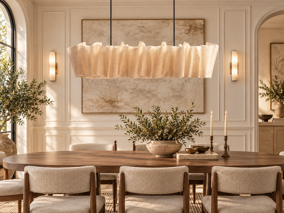 Handwoven Abaca Linear Chandelier for Kitchen Island | 100cm & 120cm Coastal Dining Table Casalolalights Luxury Lamps