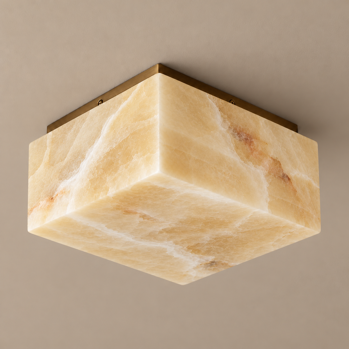 Square Honey Onyx Flush Mount