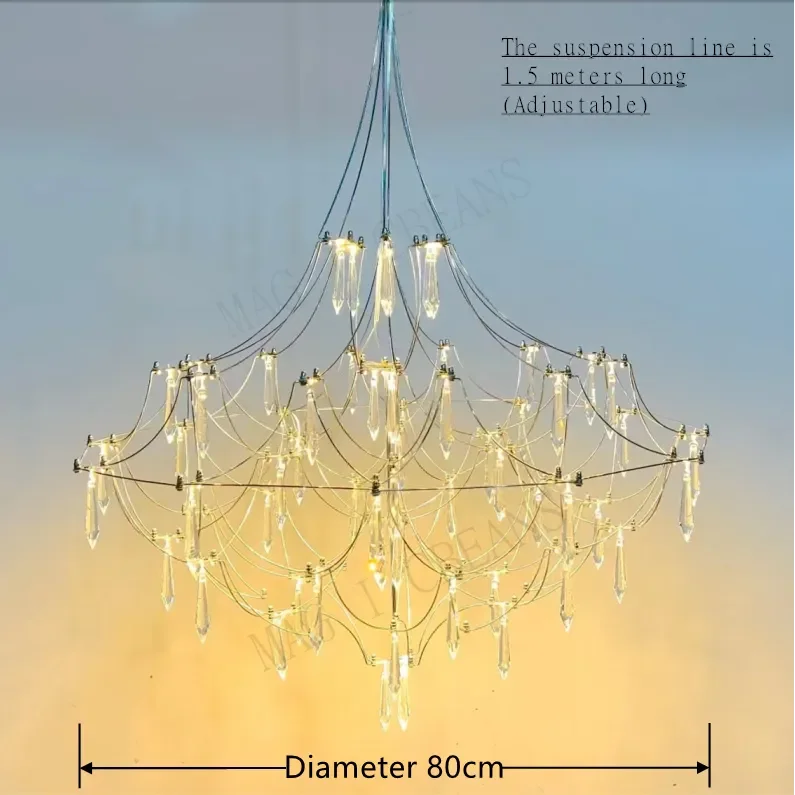 Starry Nights Crystal Chandelier Luxury Ceiling Lamp for Dining Room Kitchen Living