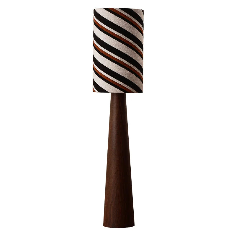 Striped Japandi Floor Lamp | Walnut Base with Sculptural Shade Casalolalights Luxury Lamps for Interior Designers
