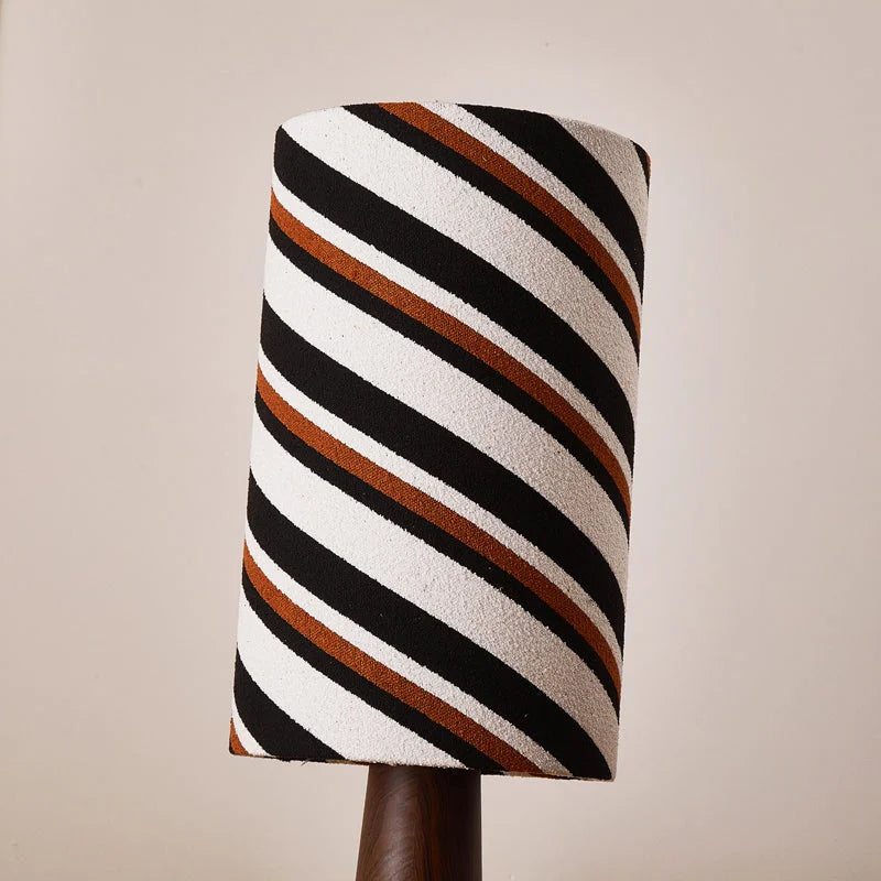 Striped Japandi Floor Lamp | Walnut Base with Sculptural Shade Casalolalights Luxury Lamps for Interior Designers