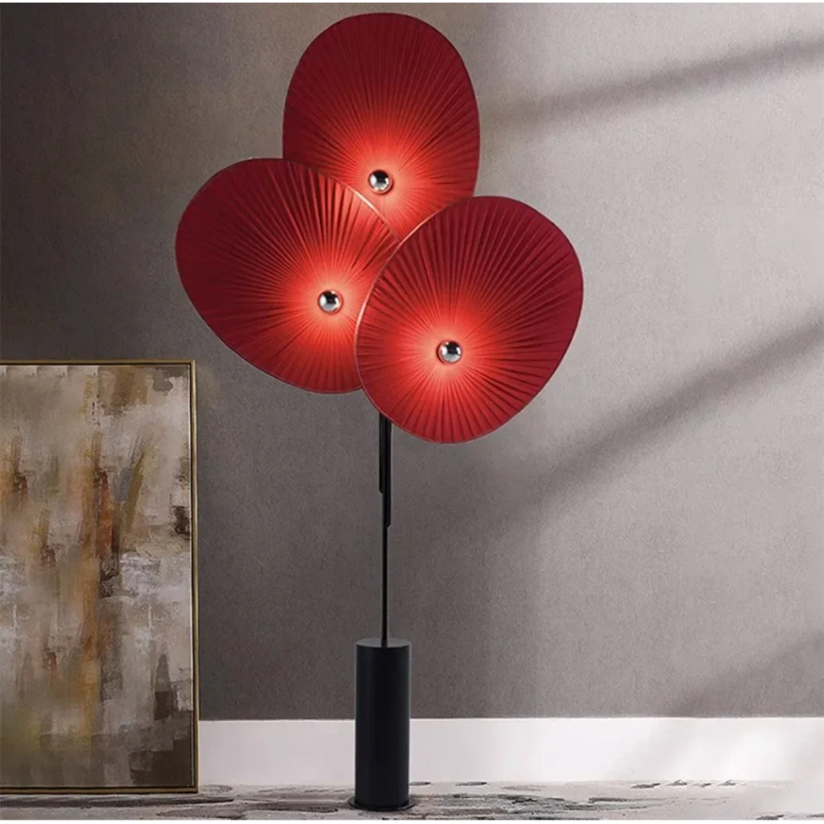 Floor Lamp 190cm | Pleated Linen Fan-shade Statement Art Deco Mid-century Living Room & Foyer Casalolalights Luxury