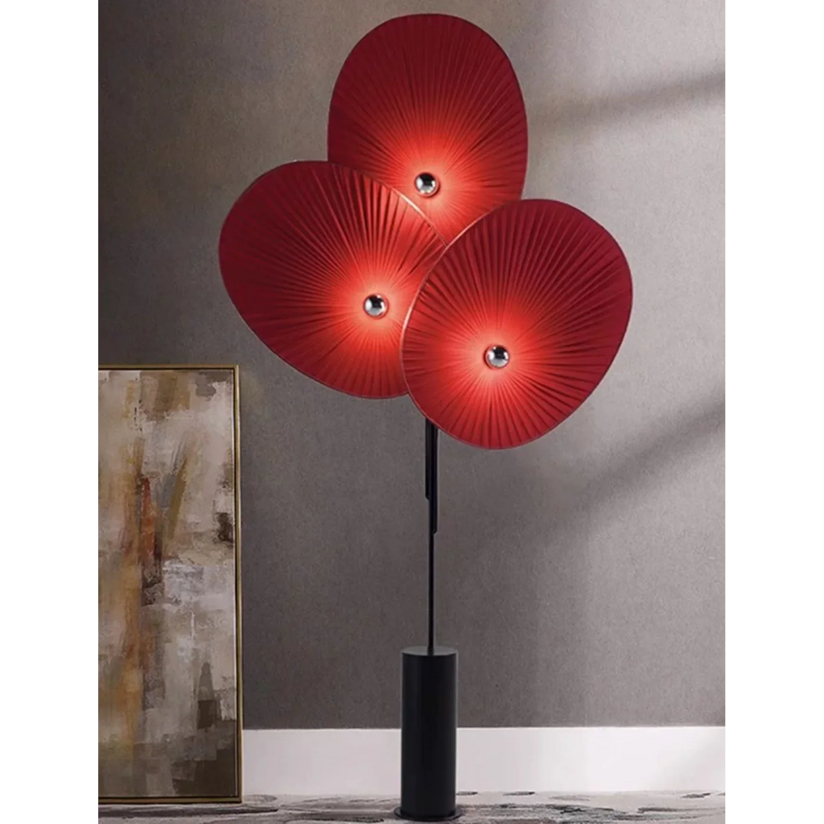 Floor Lamp 190cm | Pleated Linen Fan-shade Statement Art Deco Mid-century Living Room & Foyer Casalolalights Luxury