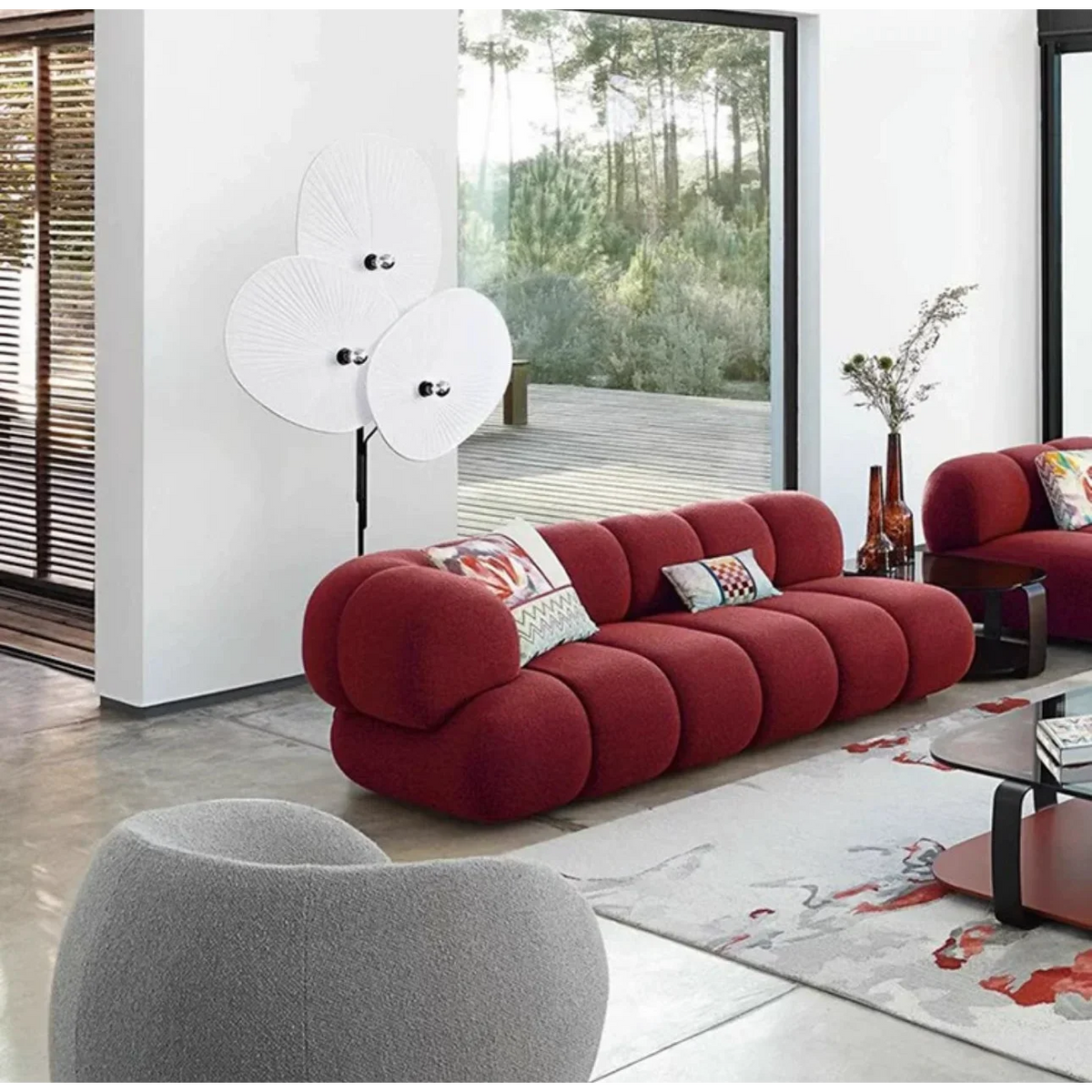 Floor Lamp 190cm | Pleated Linen Fan-shade Statement Art Deco Mid-century Living Room & Foyer Casalolalights Luxury