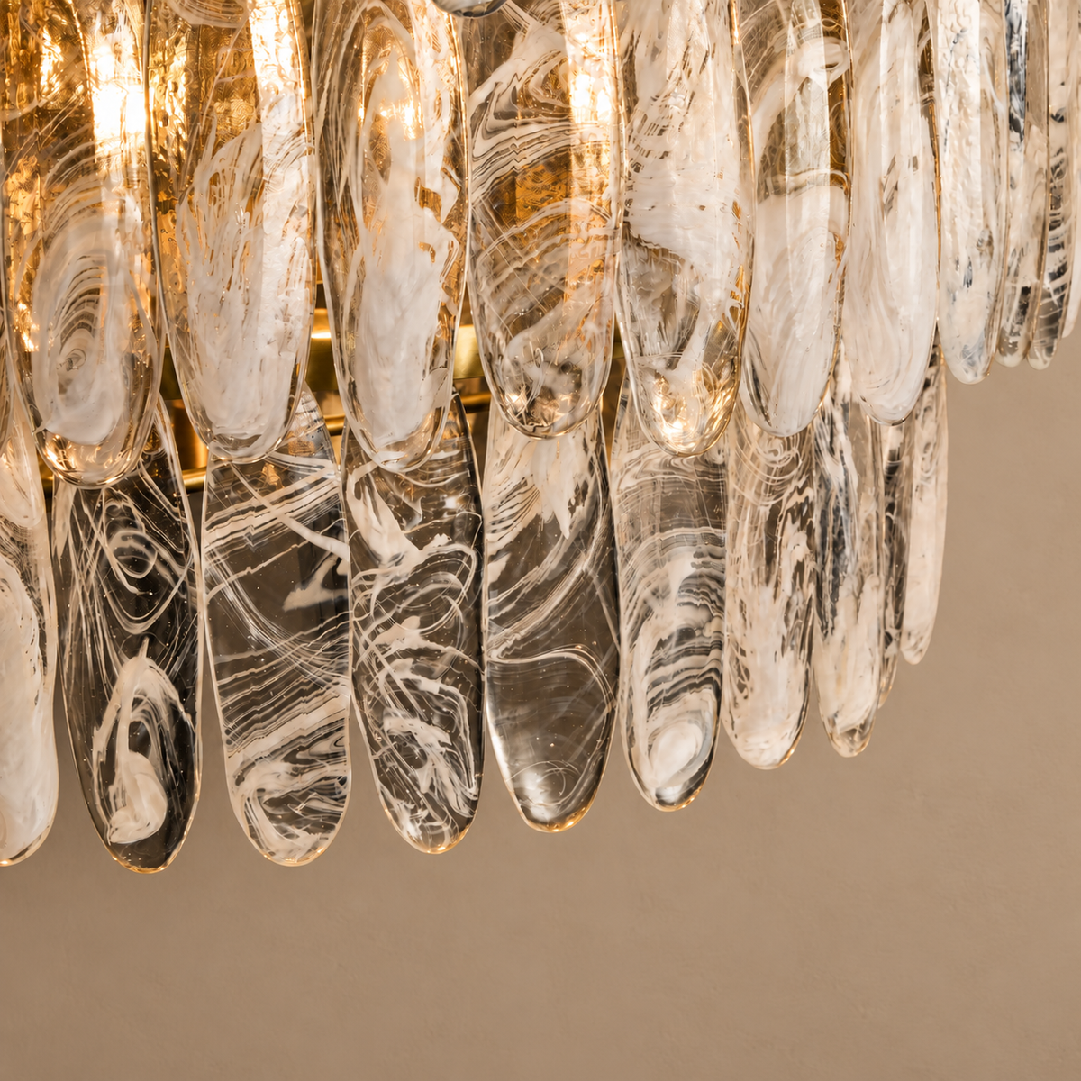 Extra Large Swirled Glass Tiered Chandelier Brass | Great Room or Grand Foyer Custom Chain Drop Casalola Lights Luxury