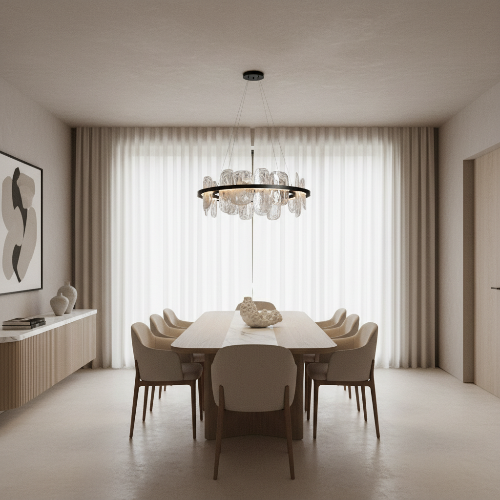 SWIRLED GLASS HALO CHANDELIER | CLPJS025