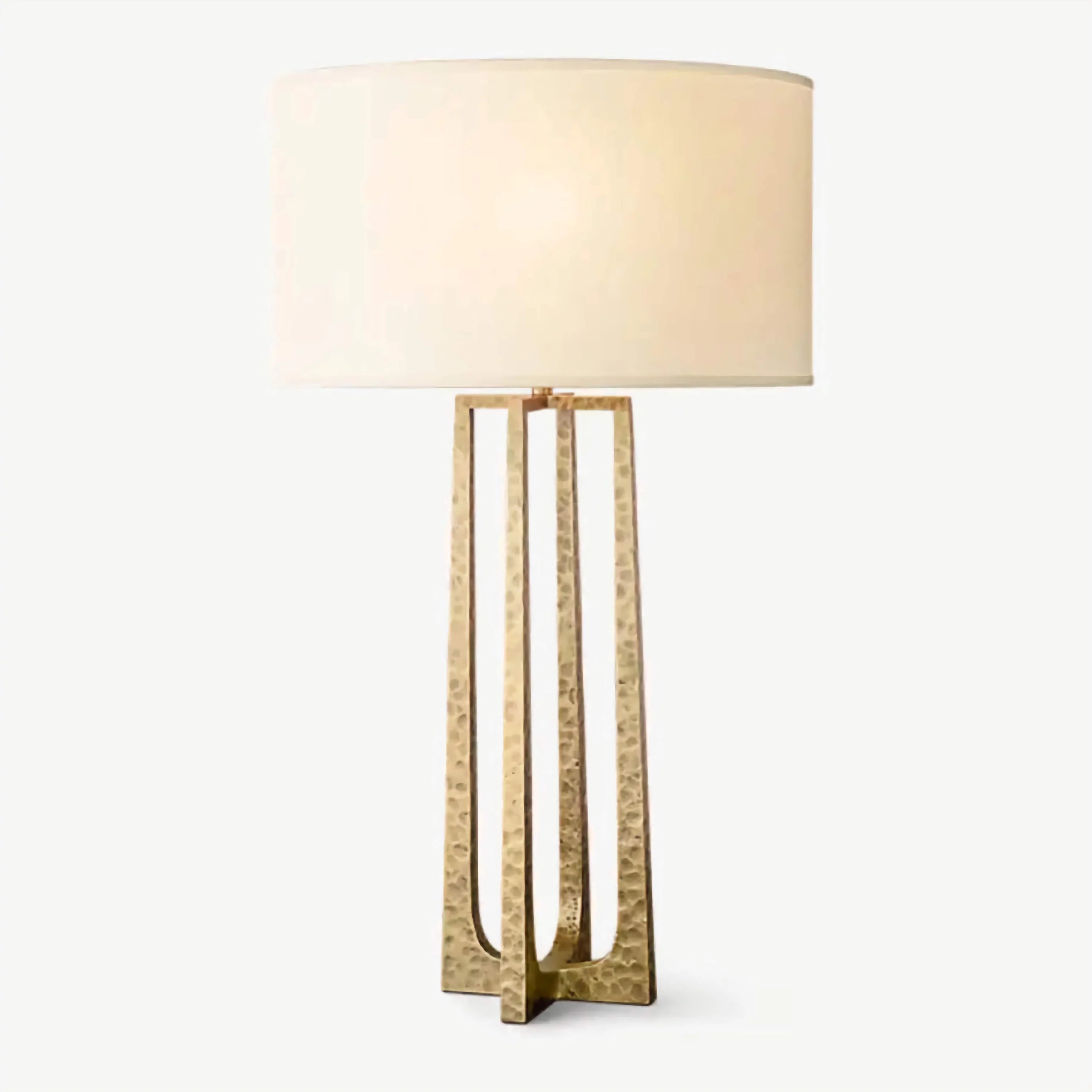 Sculptural Hammered Brass Table Lamp | Designer Accent Light