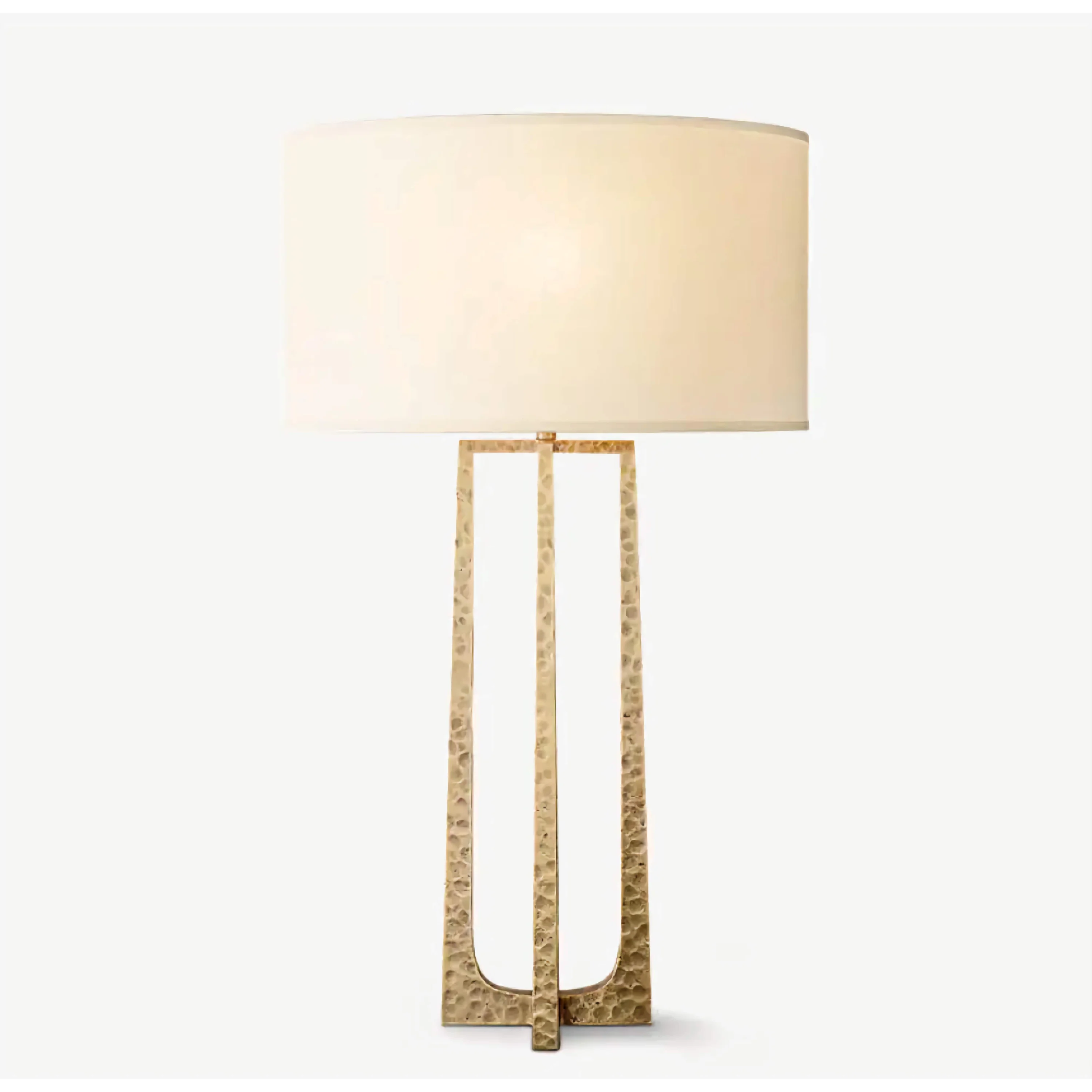 Sculptural Hammered Brass Table Lamp | Designer Accent Light