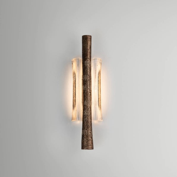Textured Brass & Clear Glass Wall Sconce | Tall Hallway Staircase Light Dining Room Pair Casalola Lights Luxury Lamps