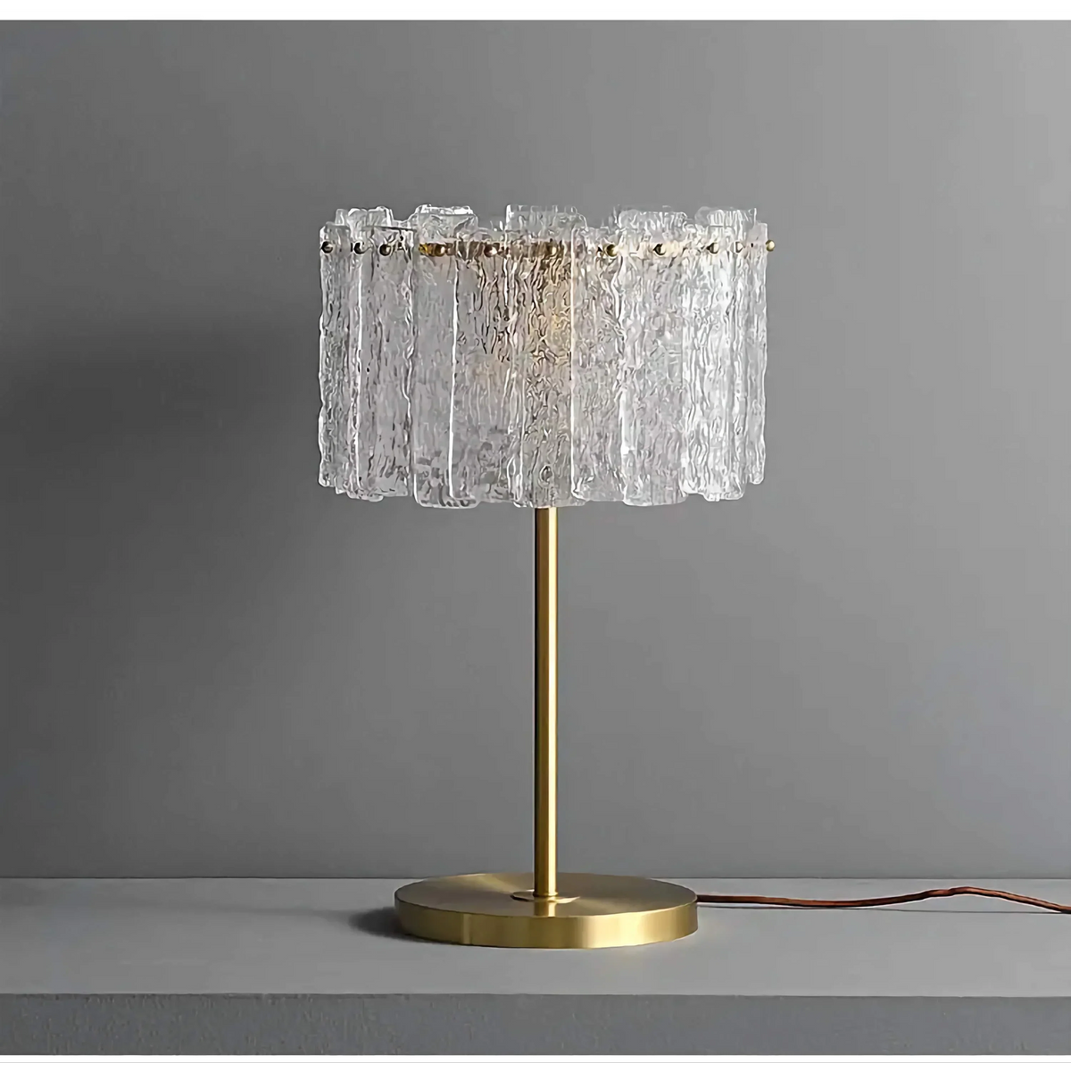 Glass Table Lamp 60cm | Textured Cast-glass & Brass Accent Contemporary Living Room Entry Casalolalights Luxury Lamps
