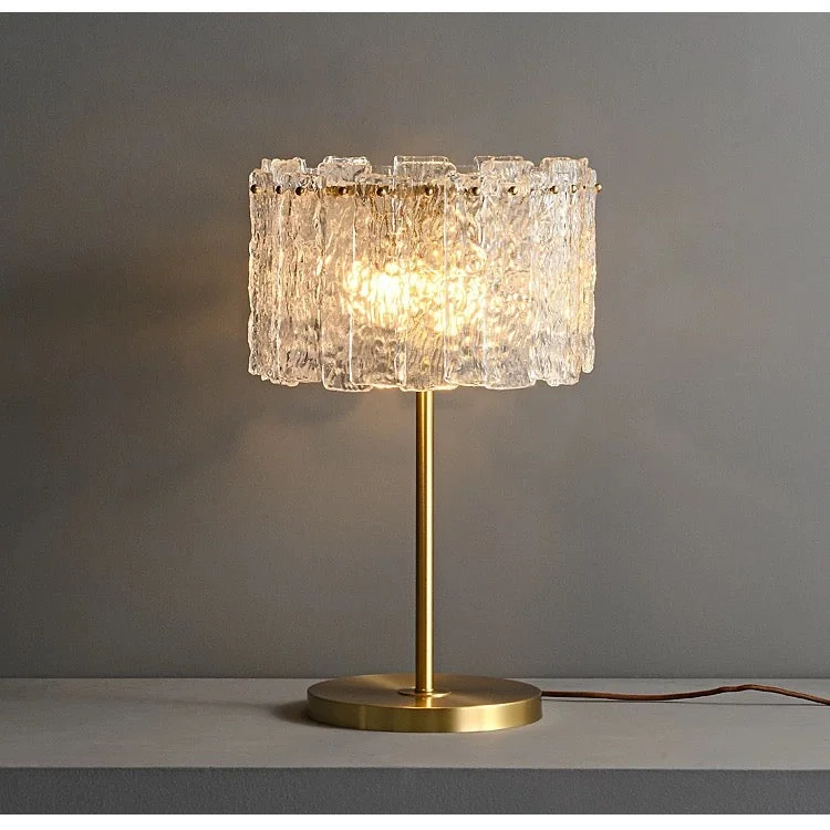 Glass Table Lamp 60cm | Textured Cast-glass & Brass Accent Contemporary Living Room Entry Casalolalights Luxury Lamps