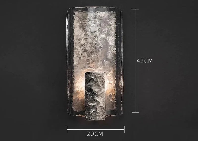 Textured Glass & Cast Steel Wall Sconce | Dimmable Modern Light