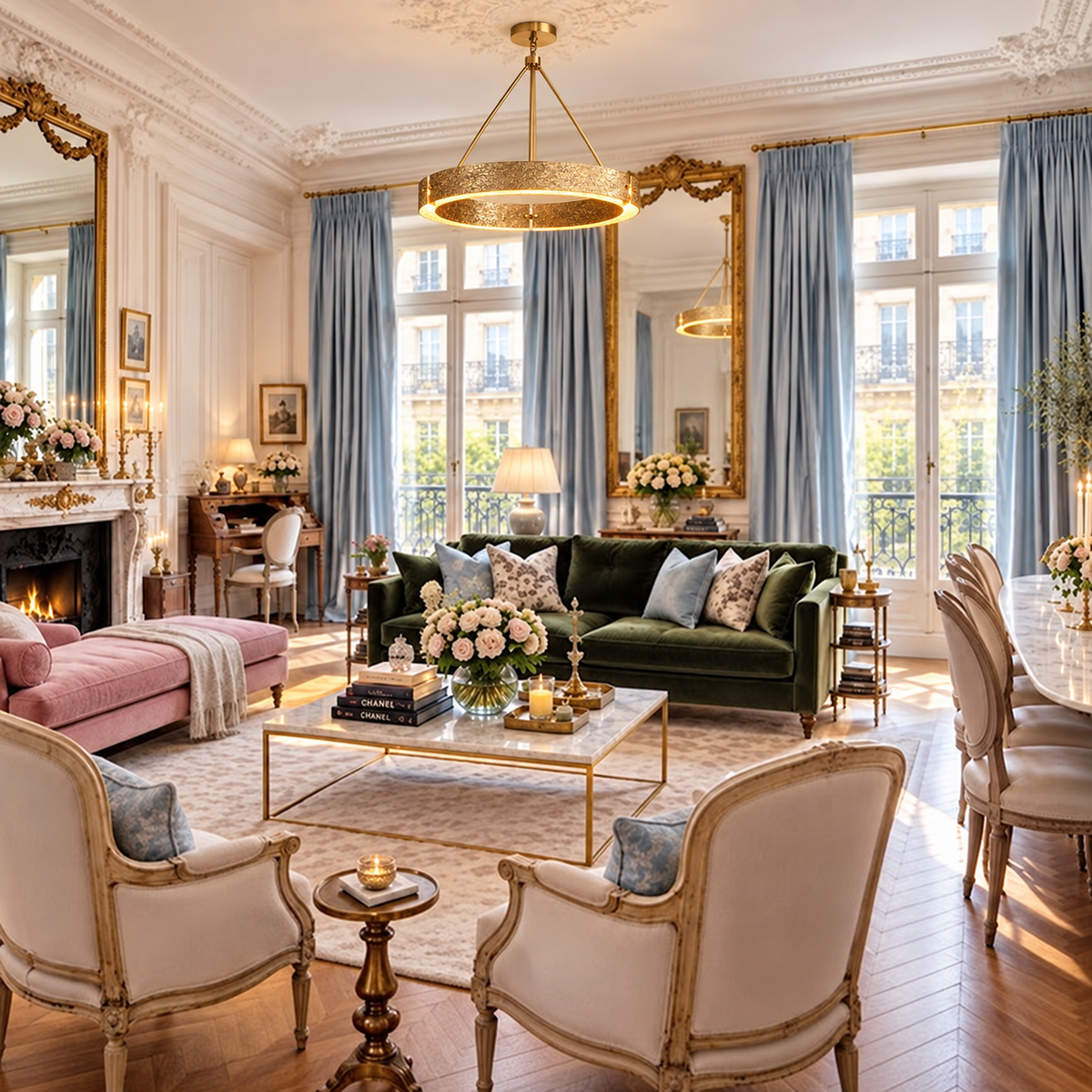 Cast Copper Ring Chandelier Gold or Silver | Downlight Over a Round Dining Table Custom Rod Length Casalola Lights