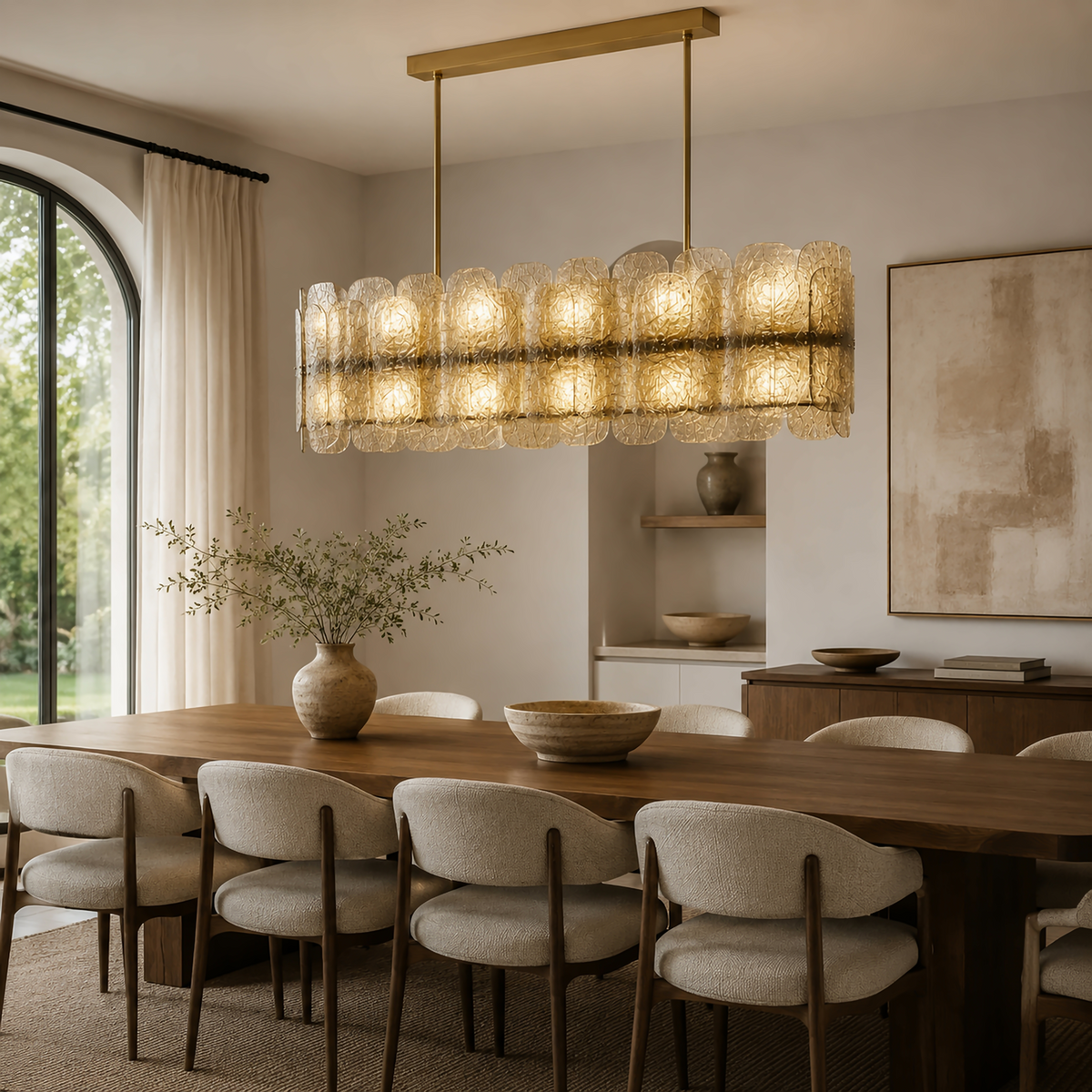 Smoky Glass Linear Chandelier Brass | Extra Long for a Kitchen Island Boardroom or Bar Counter Casalola Lights Luxury