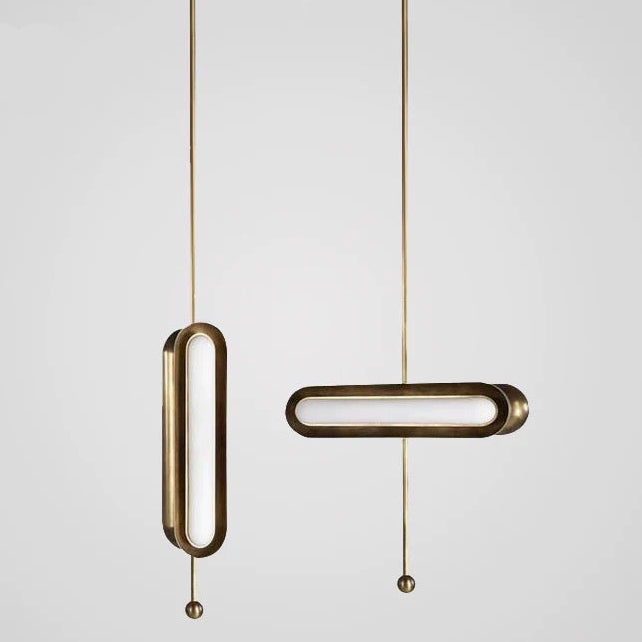 Opal Glass Pill Pendant Solid Copper | Hang it Vertical or Horizontal one Continuous Bar of Light Casalola Lights