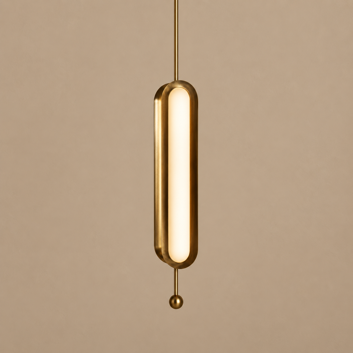 Opal Glass Pill Pendant Solid Copper | Hang it Vertical or Horizontal one Continuous Bar of Light Casalola Lights