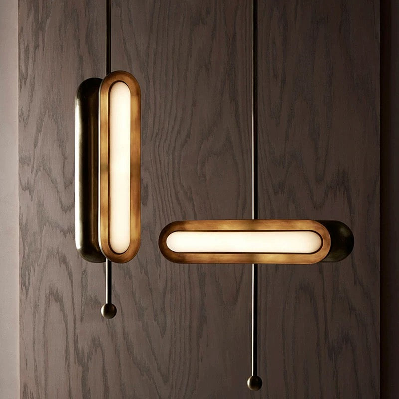 Opal Glass Pill Pendant Solid Copper | Hang it Vertical or Horizontal one Continuous Bar of Light Casalola Lights