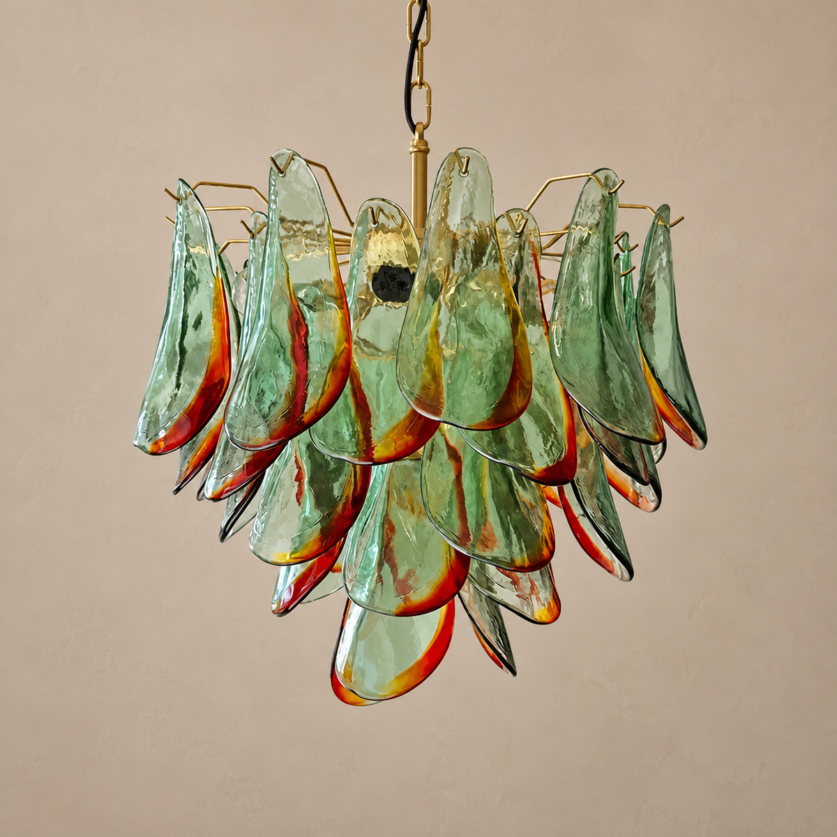Glass and Brass Chandelier 7 or 13 Light | Small for a Bedroom Larger Open Plan Living Sloped Casalola Lights Luxury