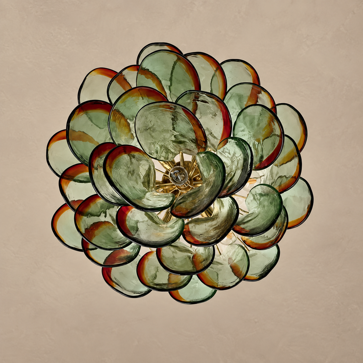 Glass and Brass Chandelier 7 or 13 Light | Small for a Bedroom Larger Open Plan Living Sloped Casalola Lights Luxury