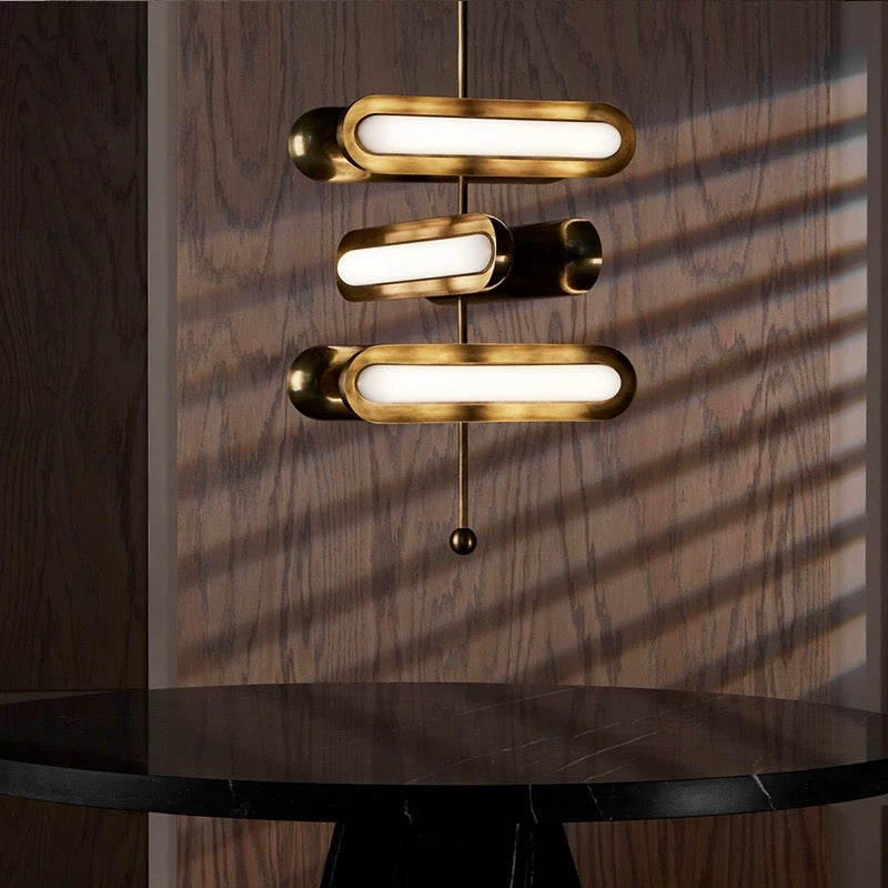 Three Tier Opal Pendant Solid Copper | Tiers Rotate to Aim the Light Glare Free in Every Direction Casalola Lights