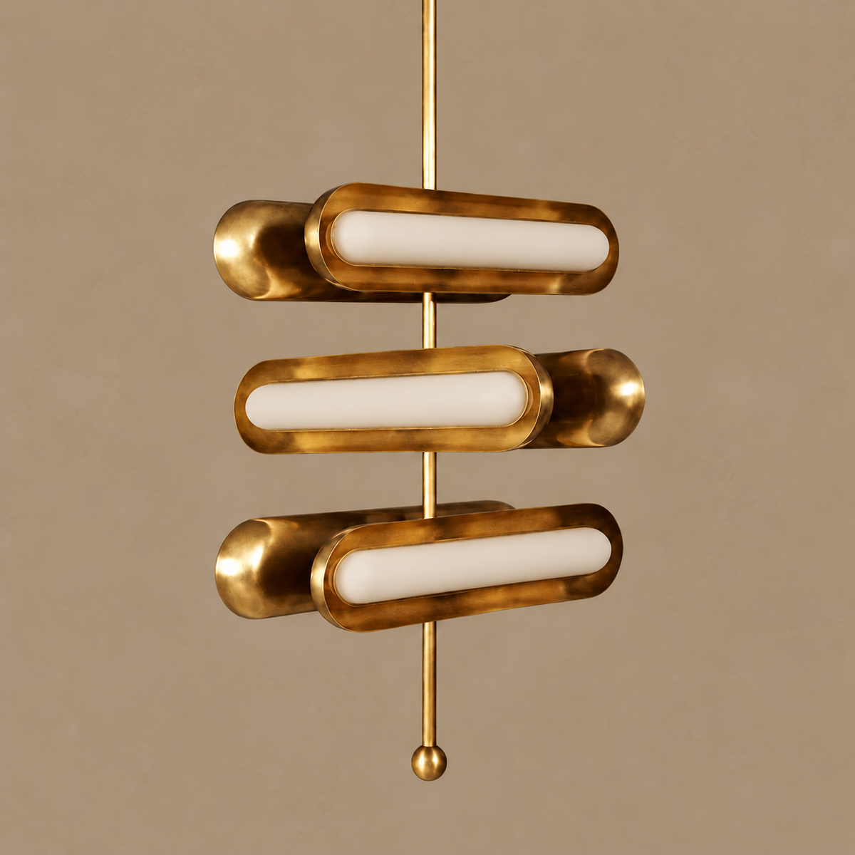 Three Tier Opal Pendant Solid Copper | Tiers Rotate to Aim the Light Glare Free in Every Direction Casalola Lights