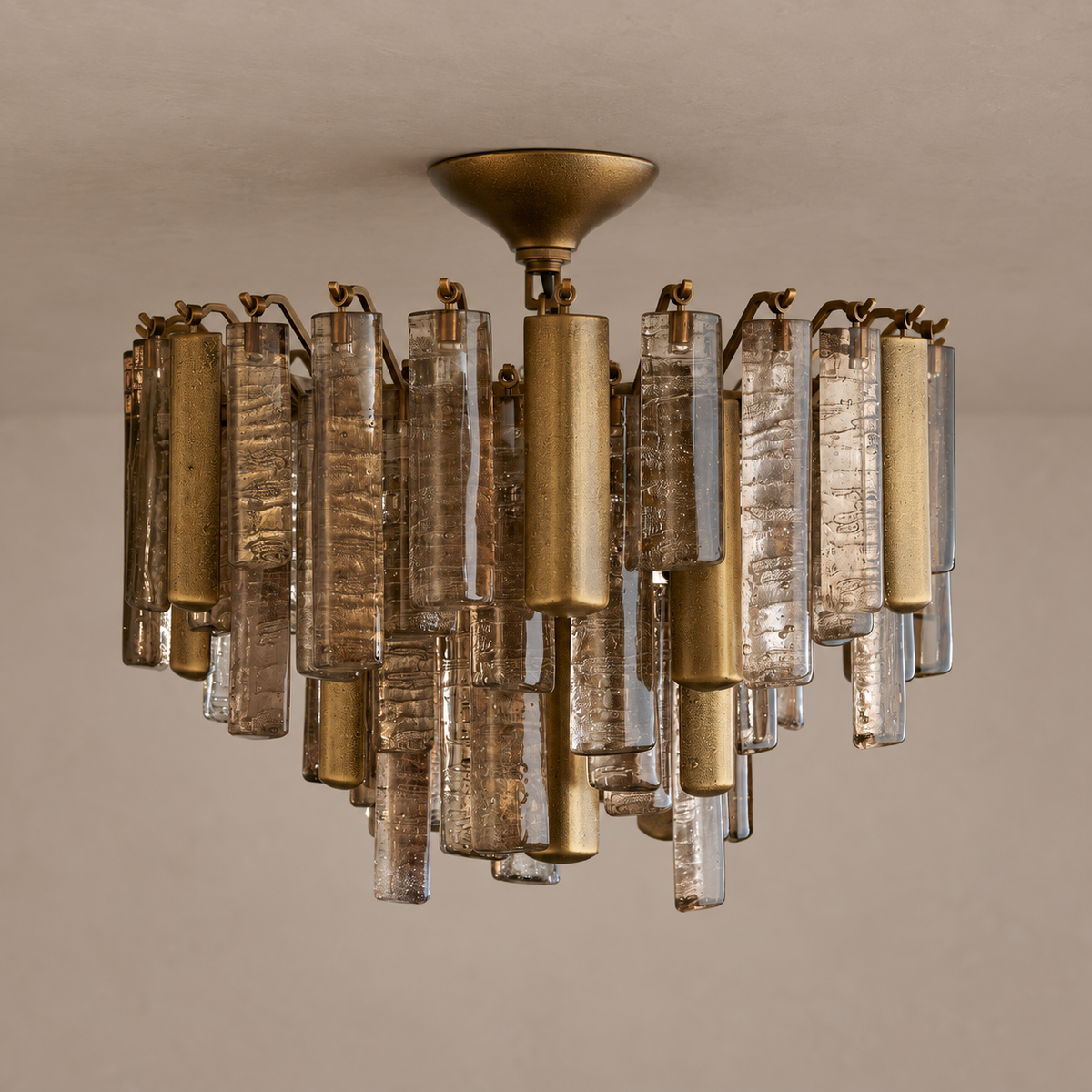 Bronze Cast Glass Semi Flush Burnished Brass | Light Moves Through the Texture 8 Ft Ceiling Casalola Lights Luxury